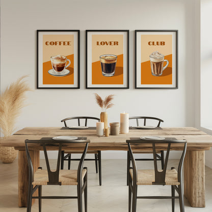 Brewed to Perfection: Coffee Trio Wall Art, Set of 3, D025