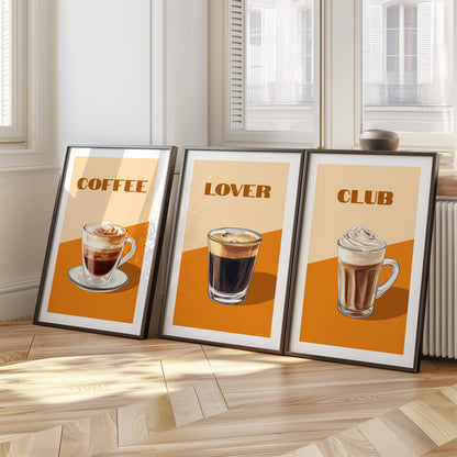 Brewed to Perfection: Coffee Trio Wall Art, Set of 3, D025