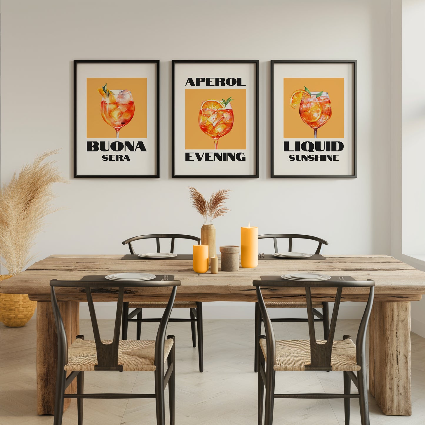 Aperol Vibes: Bold Cocktail Art Print Set, Set of 3, D027