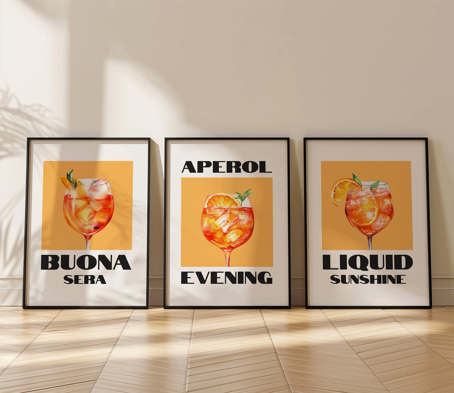 Aperol Vibes: Bold Cocktail Art Print Set, Set of 3, D027