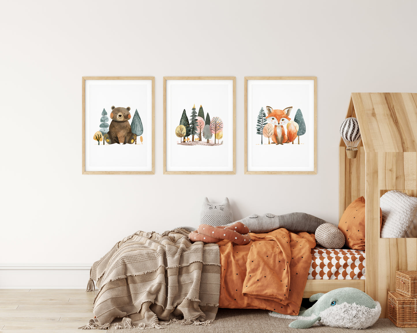 Set of 3, Enchanted Forest Friends Series: Bear and Fox, N028