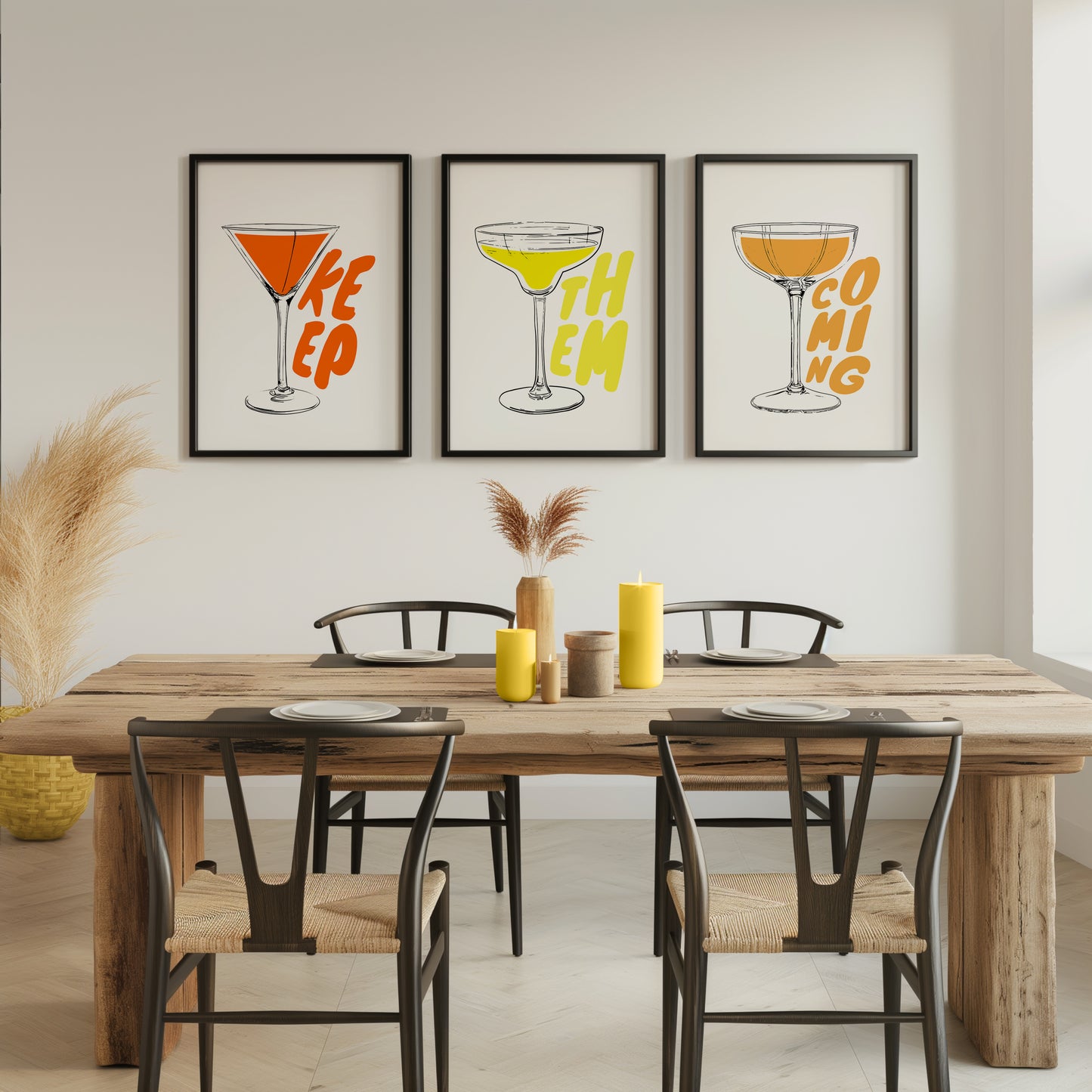 Keep Them Coming: Bold Cocktail Art Trio, Set of 3, D028