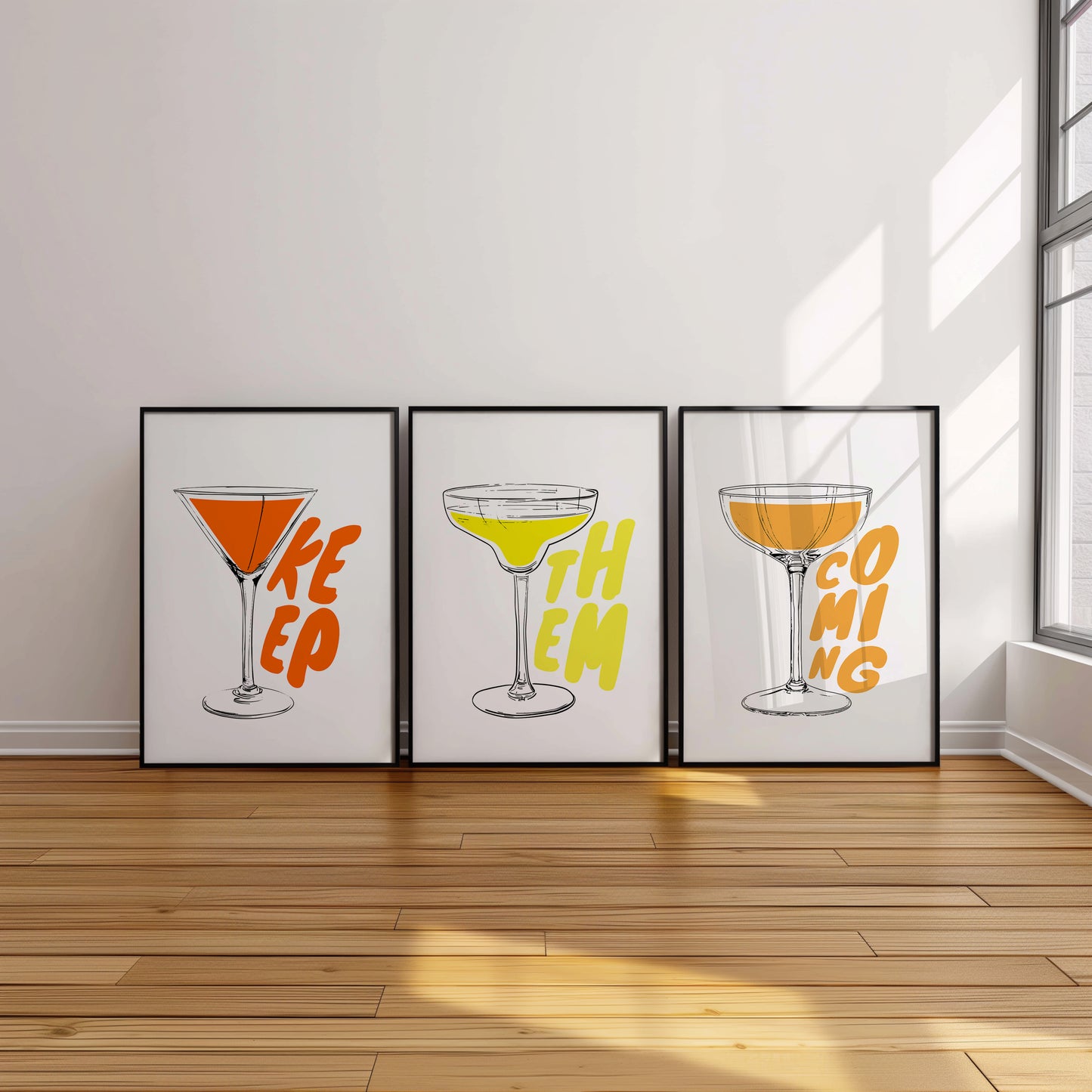 Keep Them Coming: Bold Cocktail Art Trio, Set of 3, D028