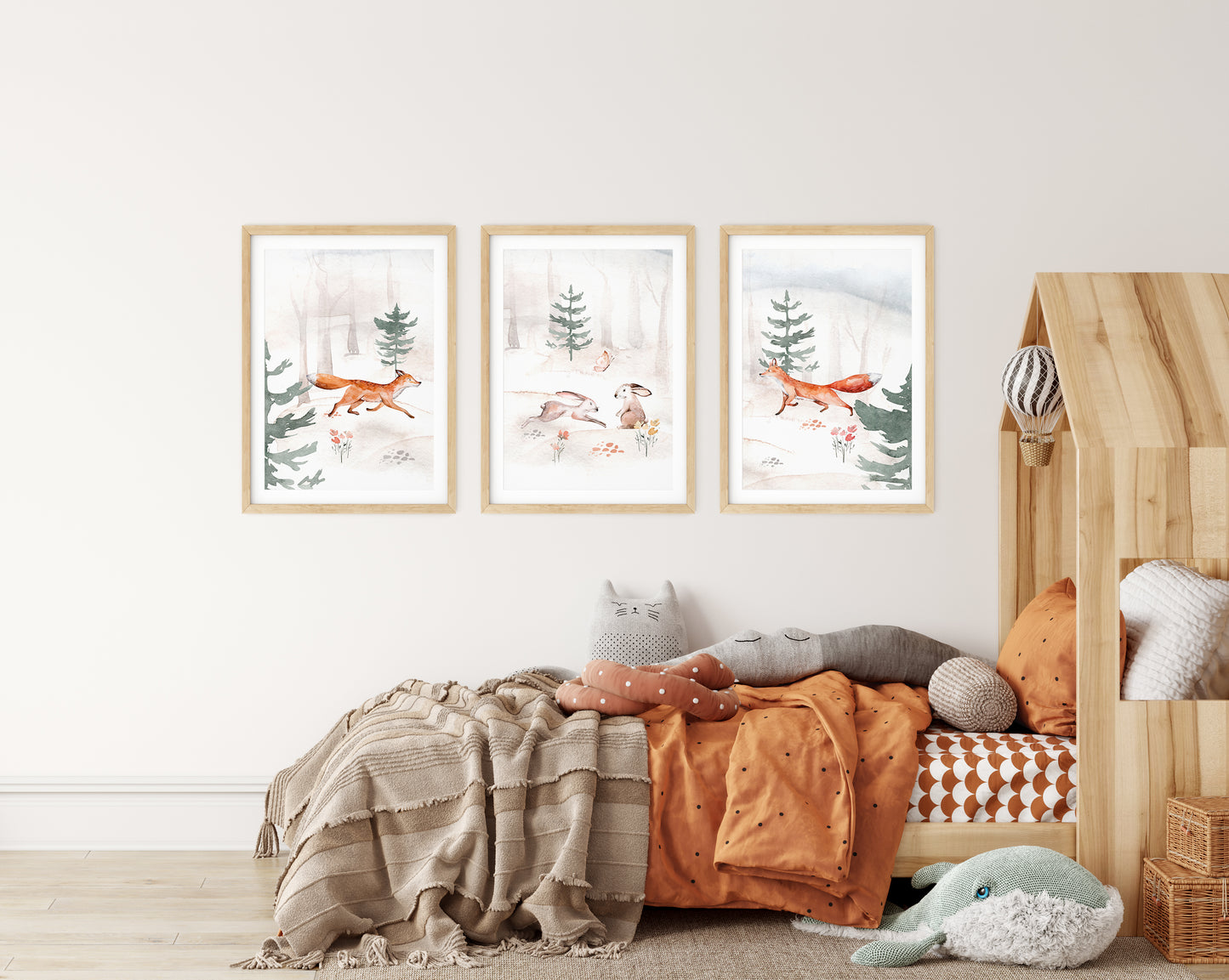 Set of 3, Fox Tails - Enchanted Woodland Prints, N030