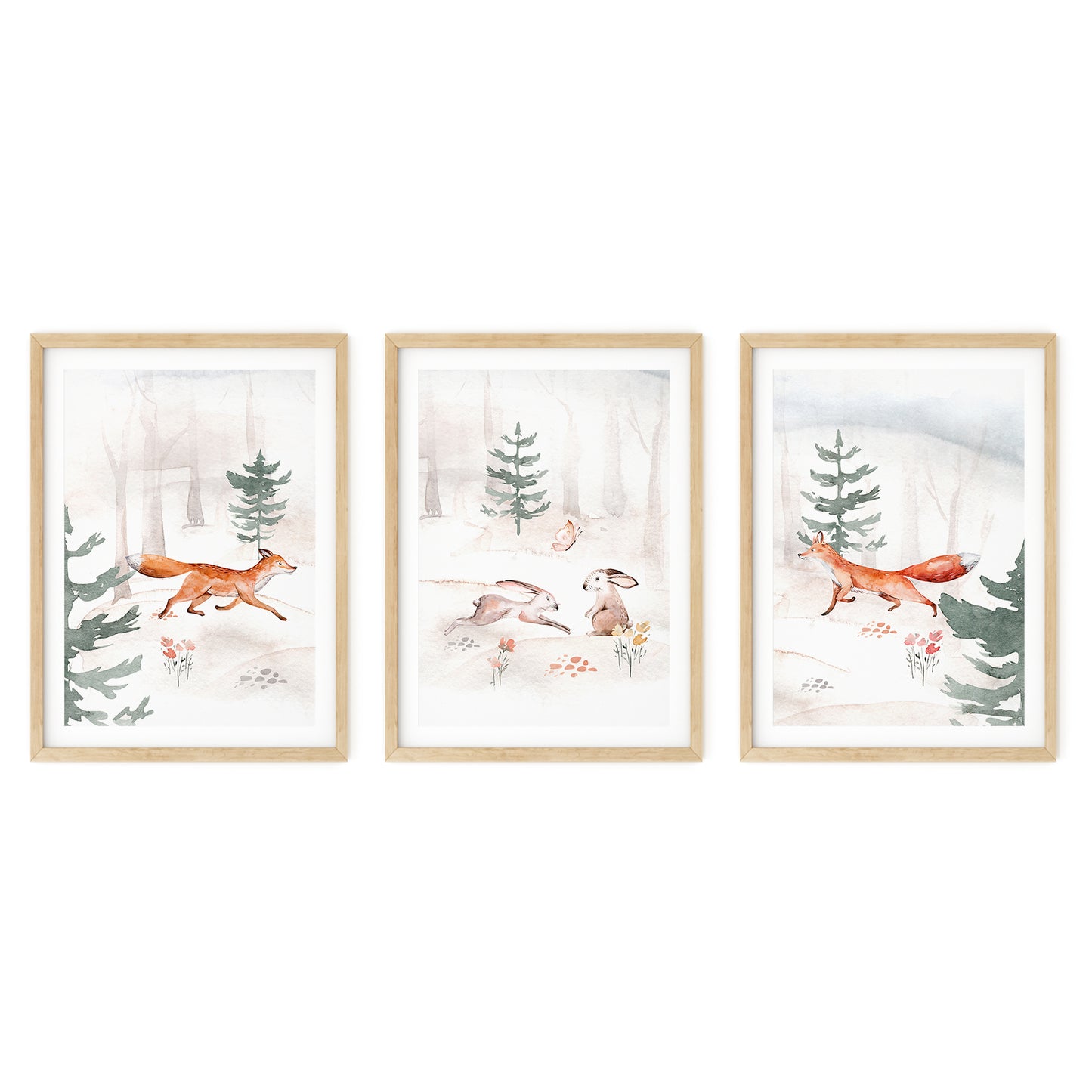 Set of 3, Fox Tails - Enchanted Woodland Prints, N030