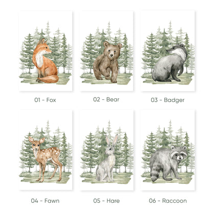 Forest Friends Nursery Art Set – Woodland Animals Wall Decor, Set of 3, N031