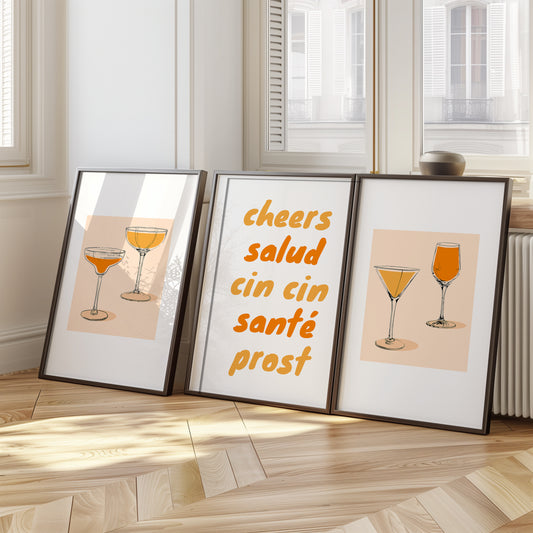 Chic Cocktail Celebrations - Modern Bar Decor, Set of 3, D031