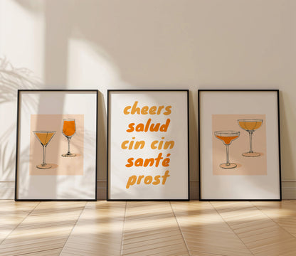 Chic Cocktail Celebrations - Modern Bar Decor, Set of 3, D031