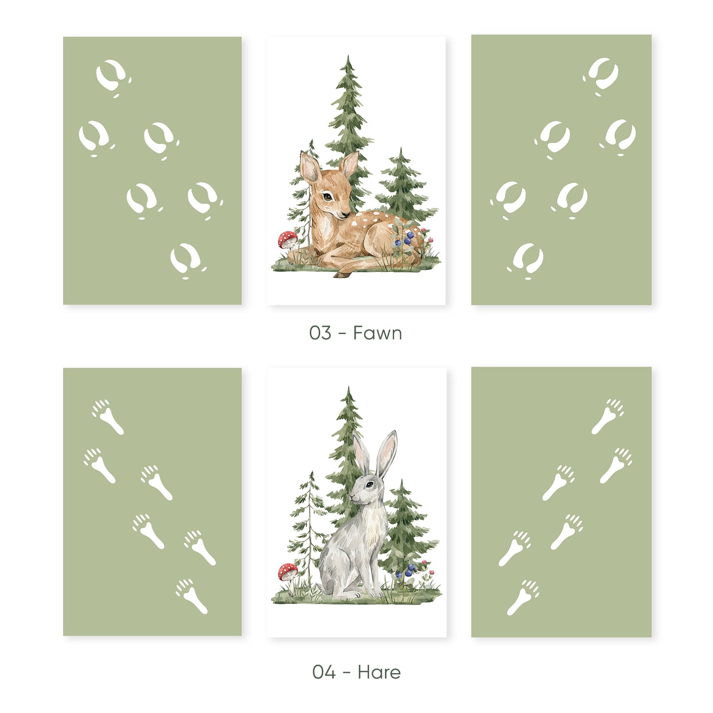 Adventure Awaits: Woodland Animal Footprint Collection, Set of 3, N032