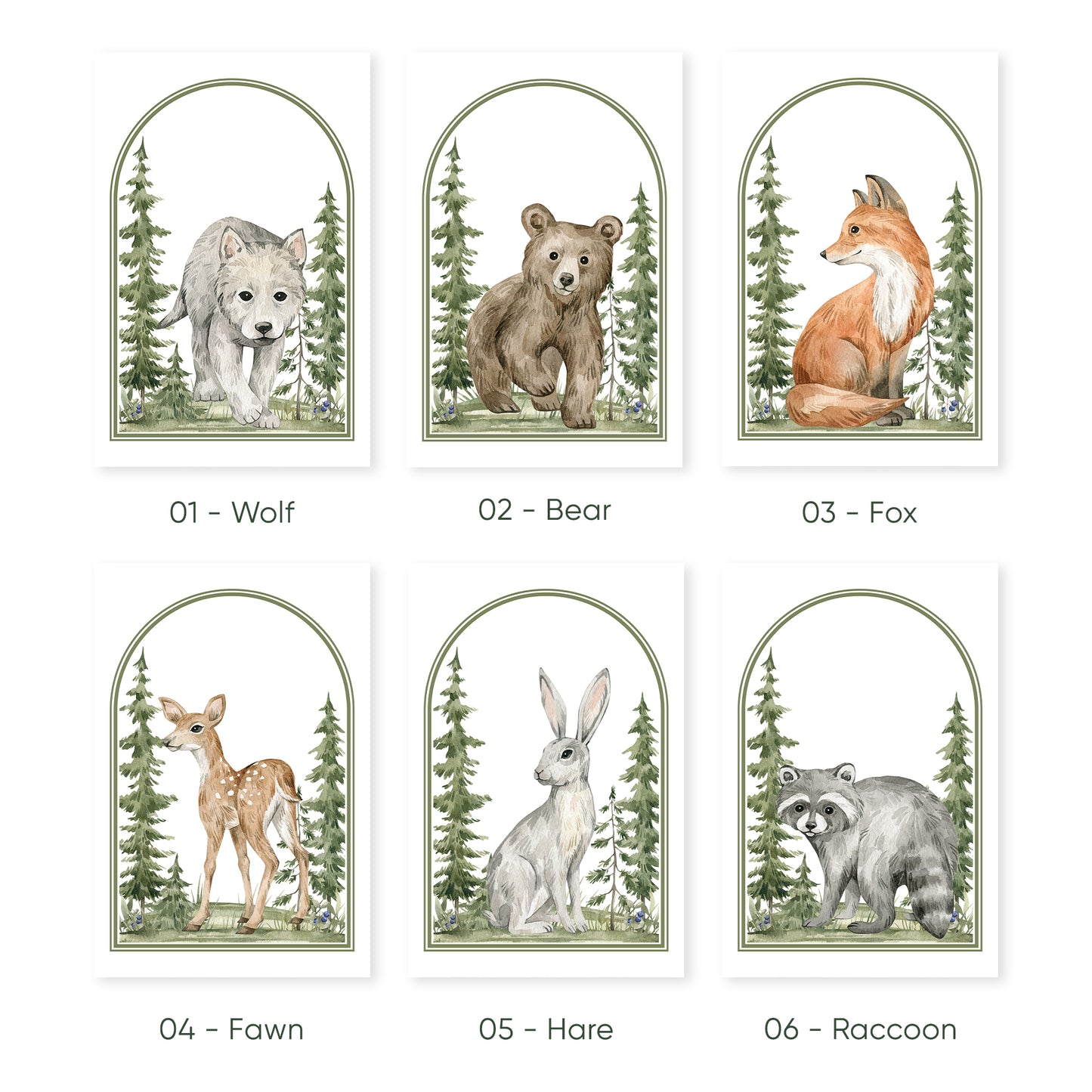 Forest Companions Nursery Art Collection, Set of 3, N033