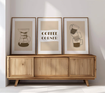 Stacked Coffee Art: A Minimalist's Brew, Set of 3, D034