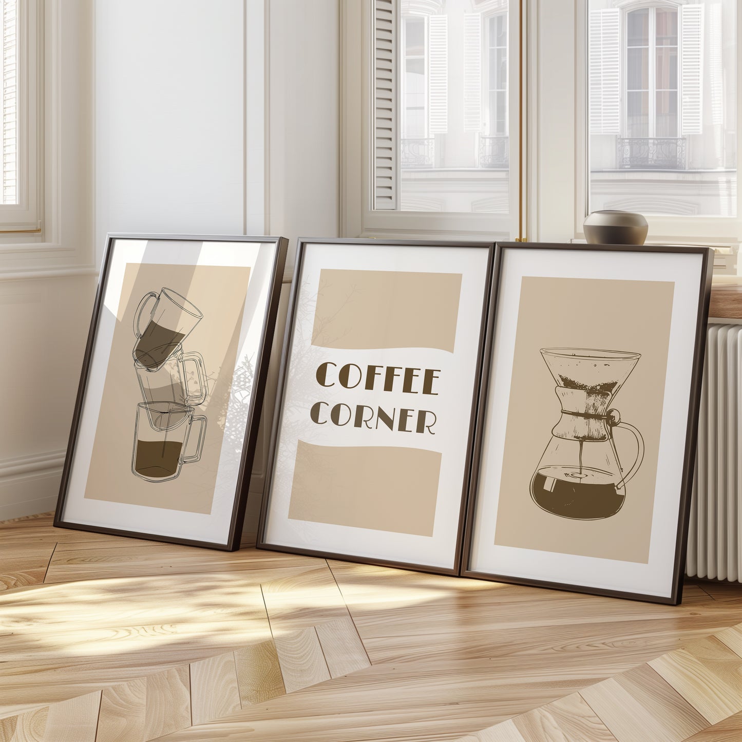 Stacked Coffee Art: A Minimalist's Brew, Set of 3, D034