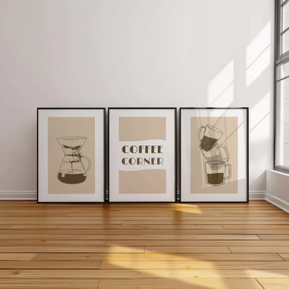 Stacked Coffee Art: A Minimalist's Brew, Set of 3, D034