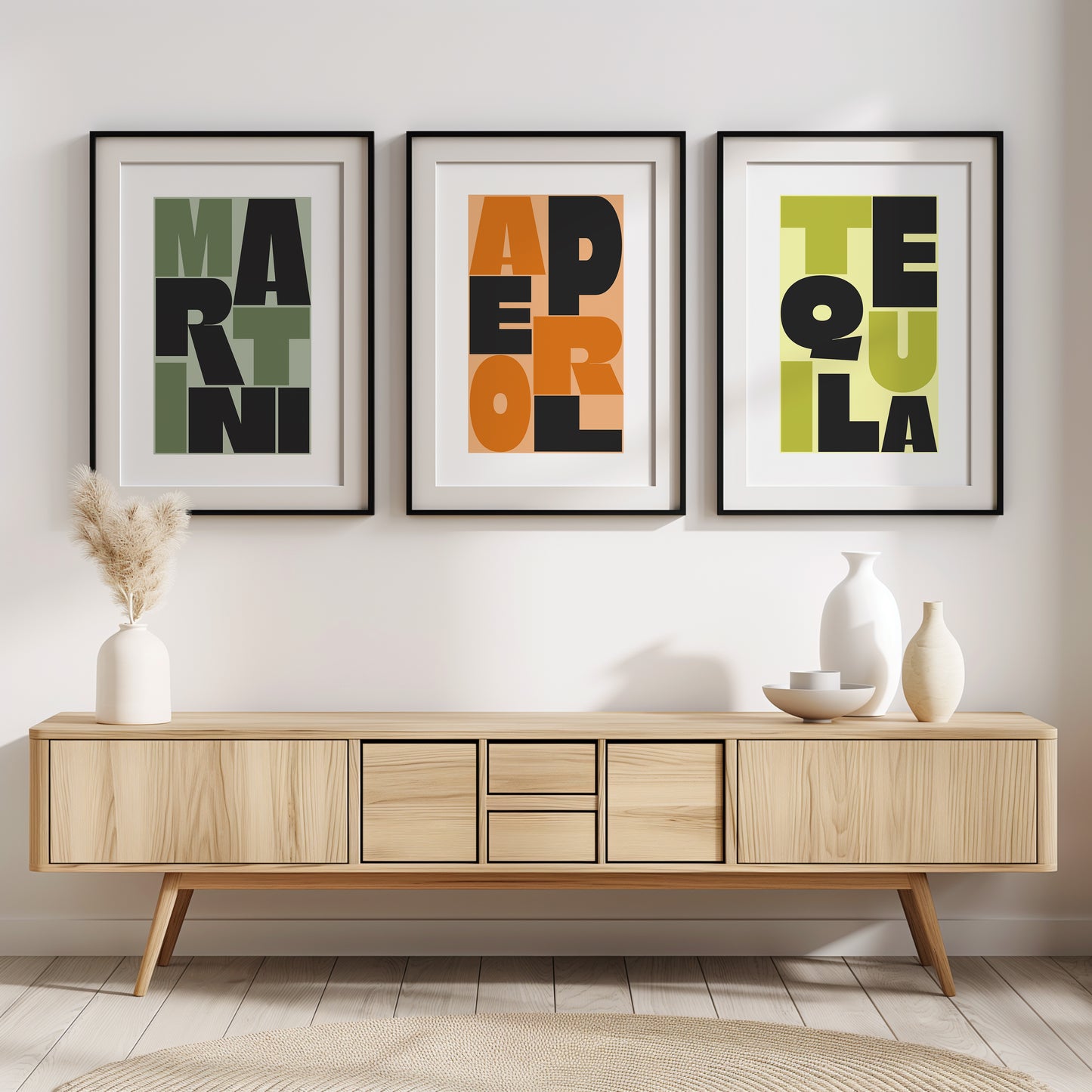 Modern Cocktail Posters: Minimalist Bar Vibes, Set of 3, D036