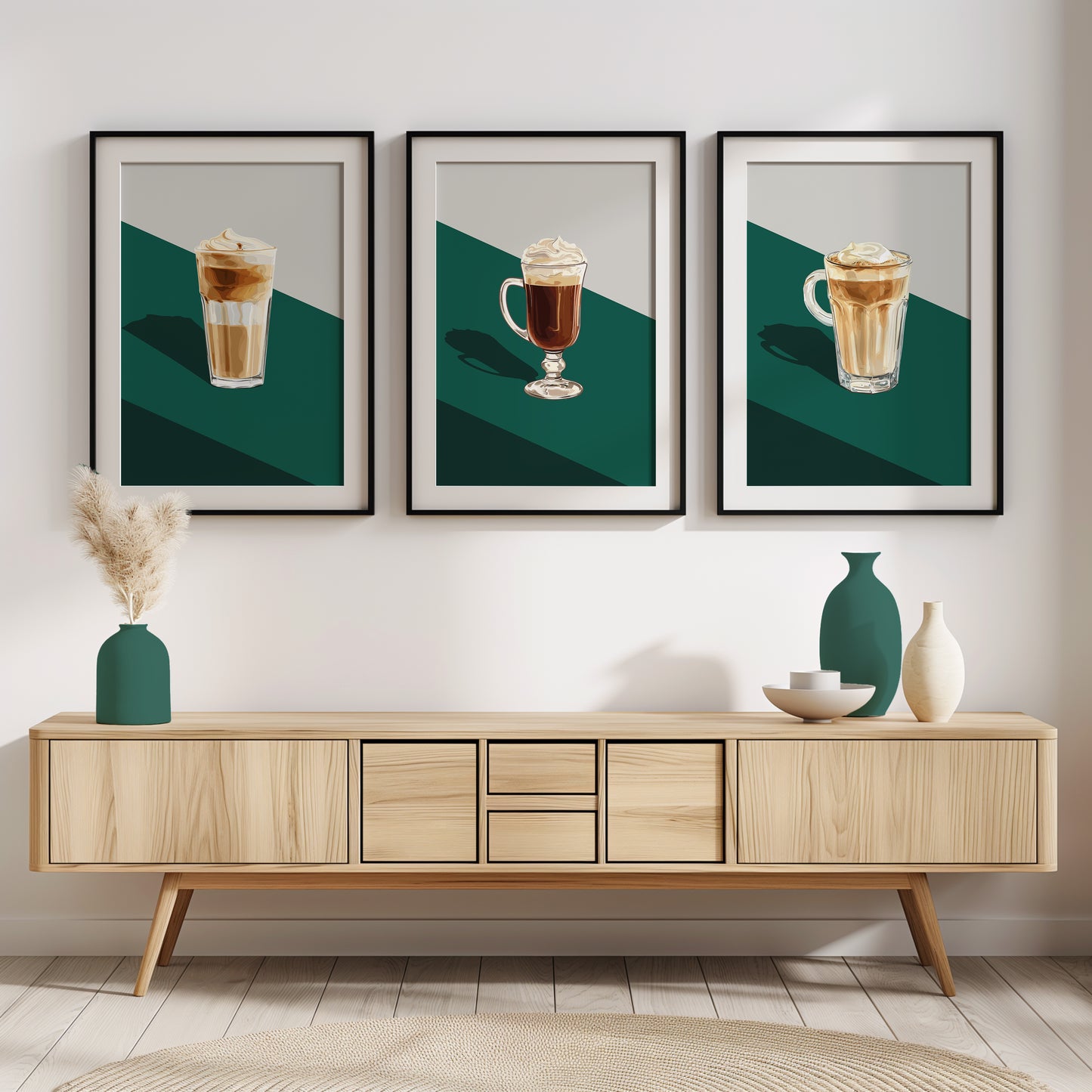 Brewed Bliss: Latte and Whipped Coffee Poster Set, Set of 3, D040