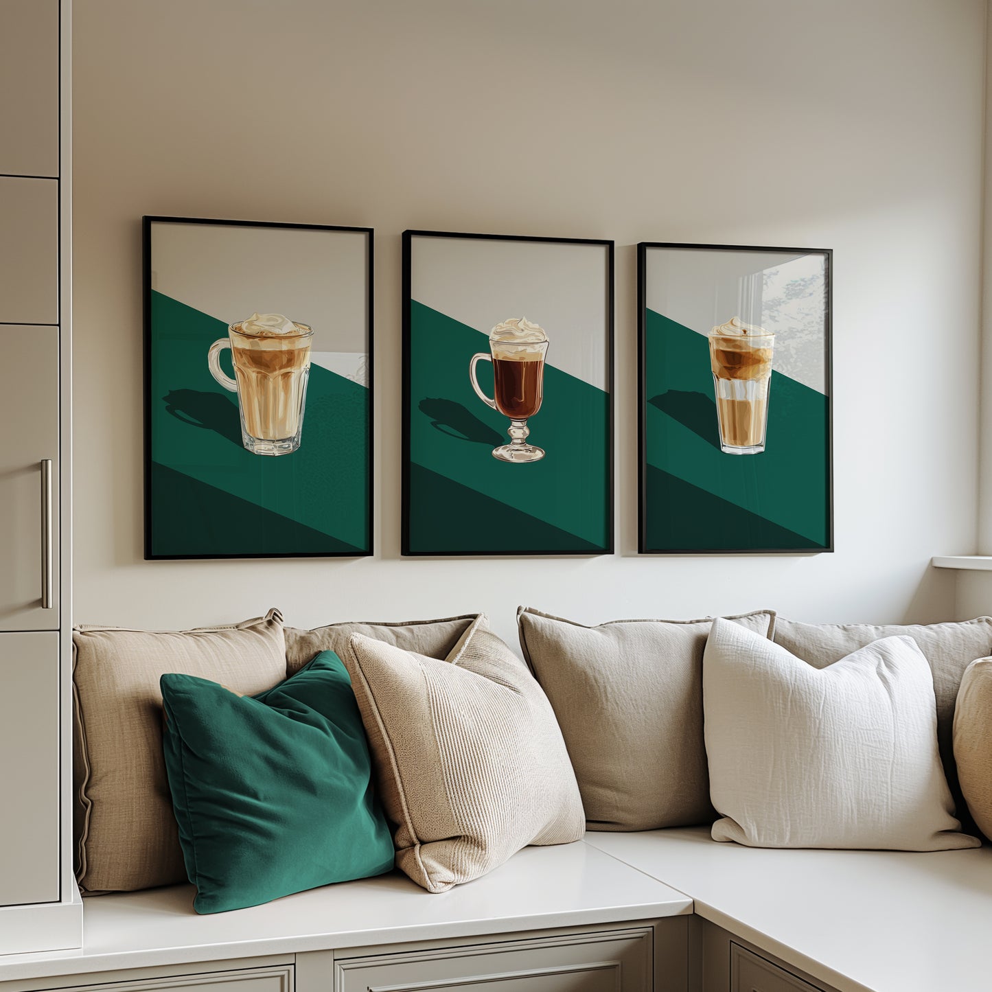 Brewed Bliss: Latte and Whipped Coffee Poster Set, Set of 3, D040