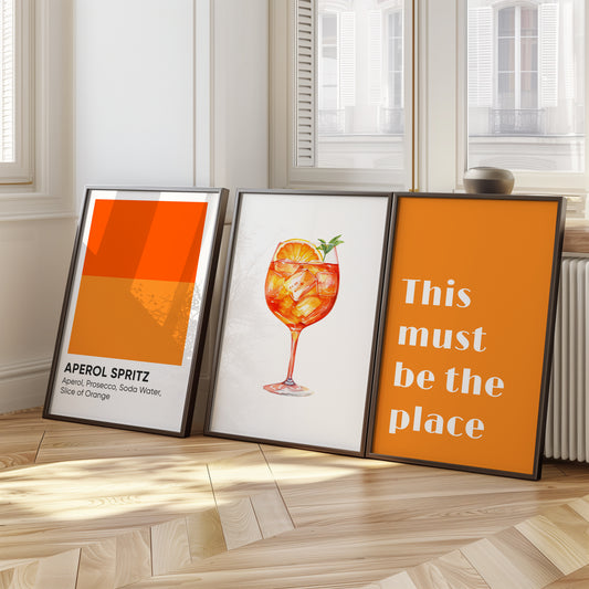 Orange Bliss: Modern Aperol Spritz Wall Art, Set of 3, D044