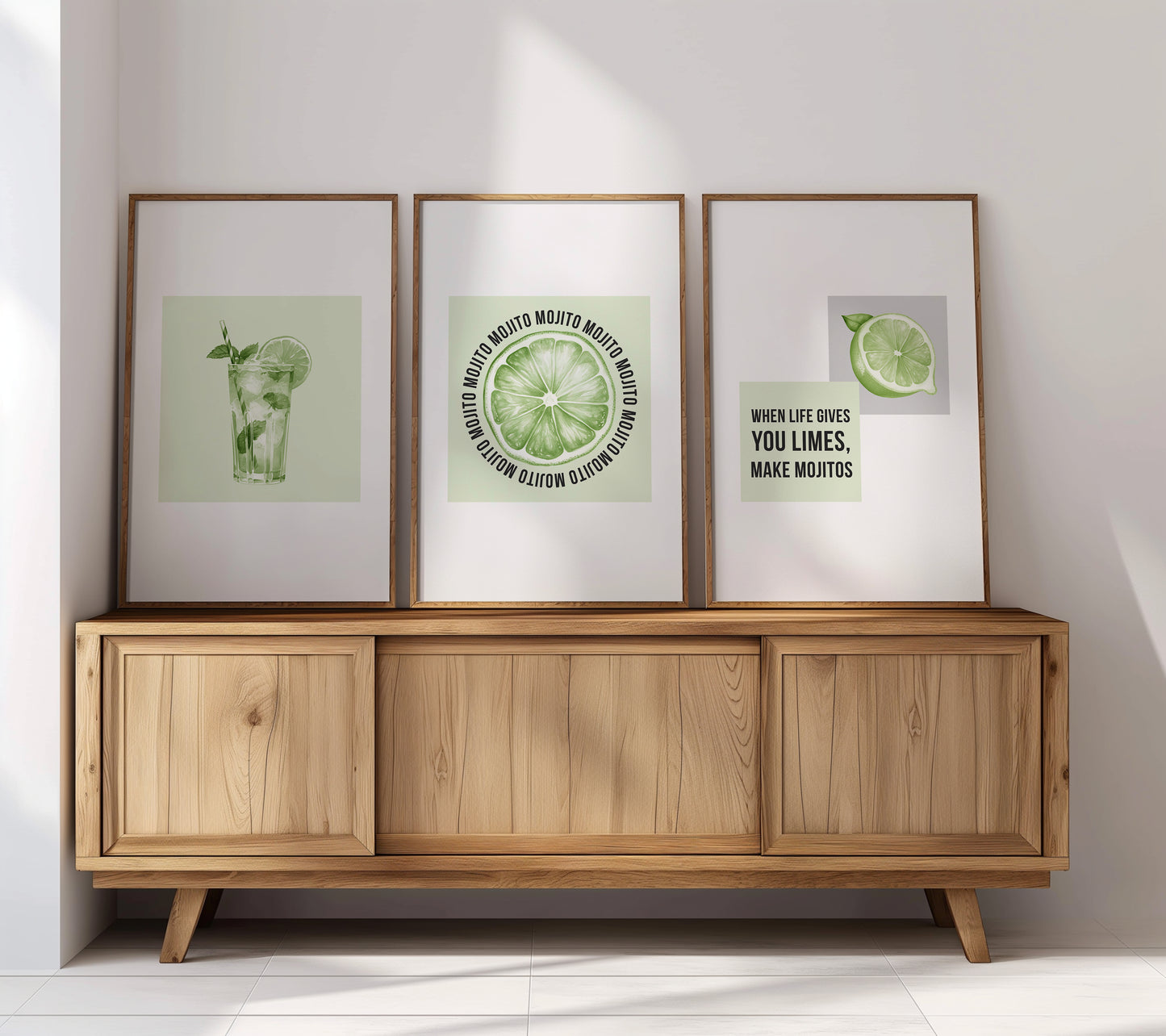 Lime Love: Modern Mojito Wall Art Collection, Set of 3, D045