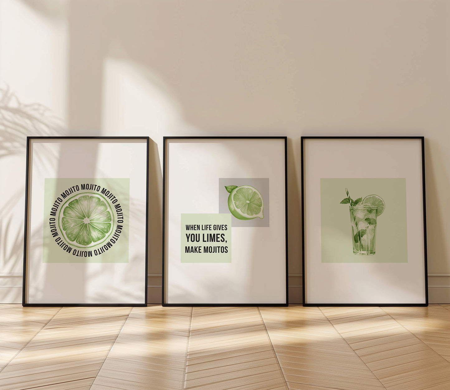 Lime Love: Modern Mojito Wall Art Collection, Set of 3, D045