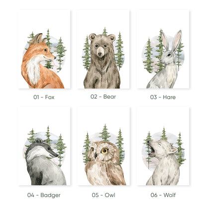 Enchanted Forest Portraits: Cute Woodland Creatures, Set of 3, N047