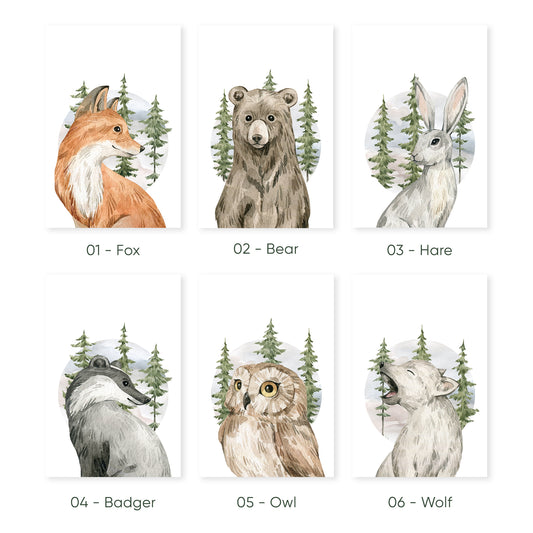 Enchanted Forest Portraits: Cute Woodland Creatures, Set of 3, N047