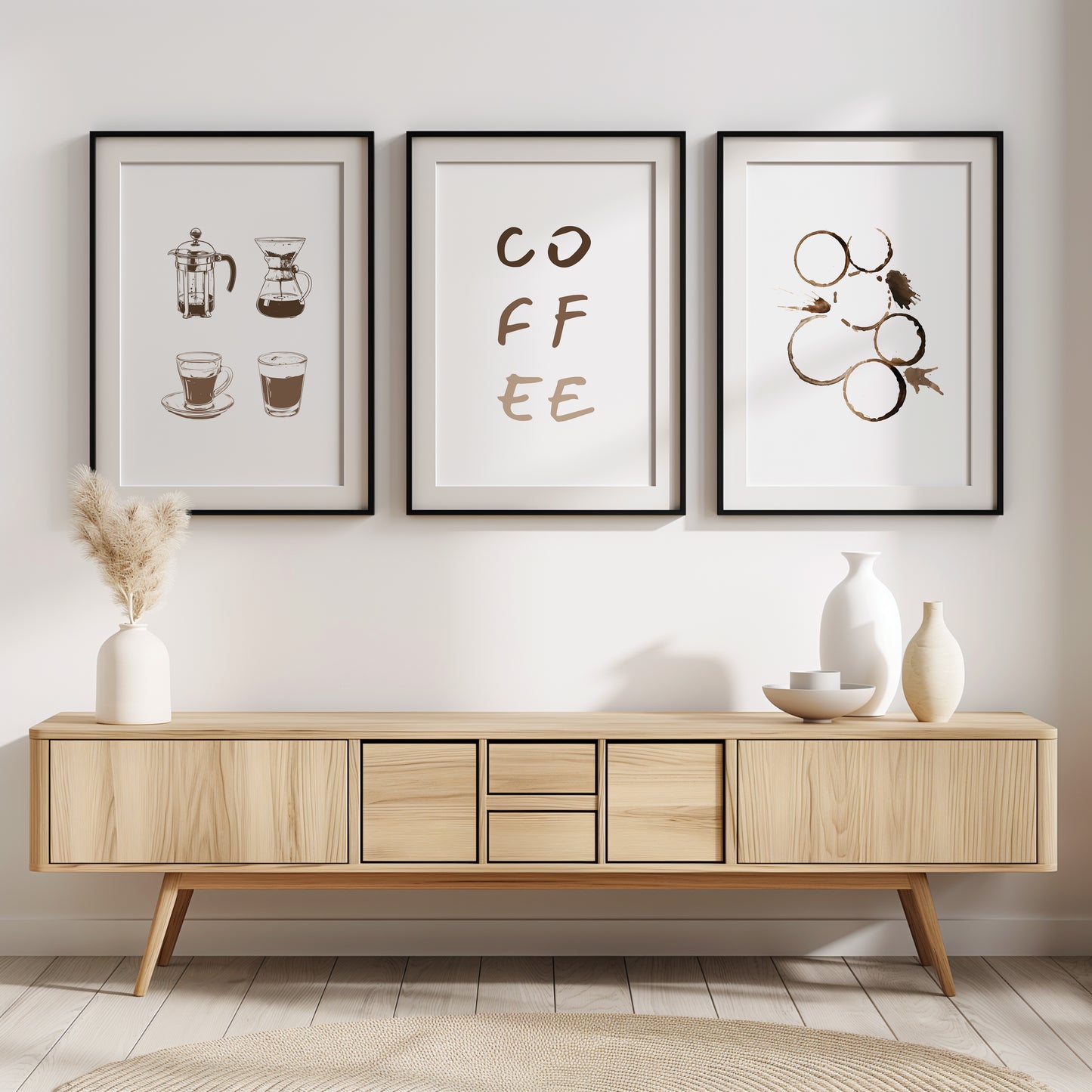 Caffeine Chronicles - A Coffee Lover's Wall Art Set, Set of 3, D049