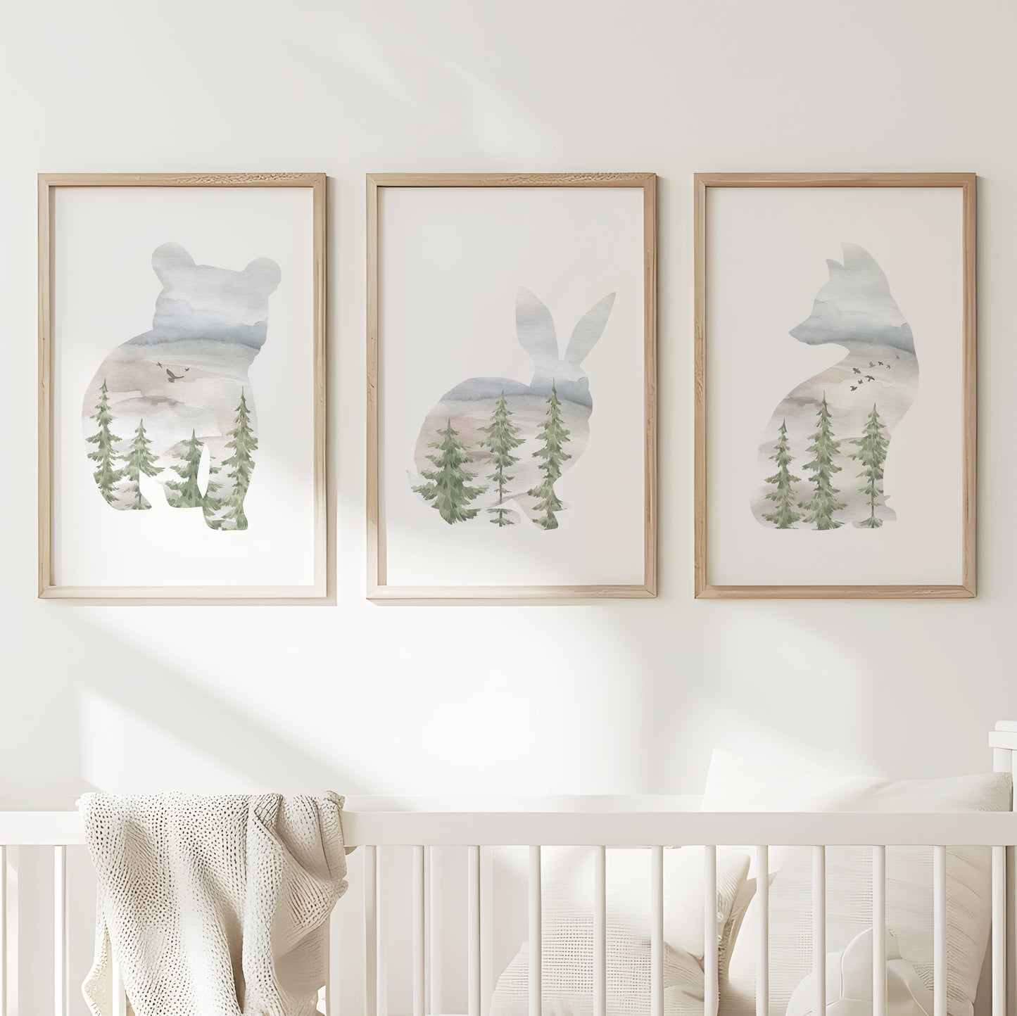 Whispering Pines: Woodland Creatures in Silhouette, Set of 3, N049