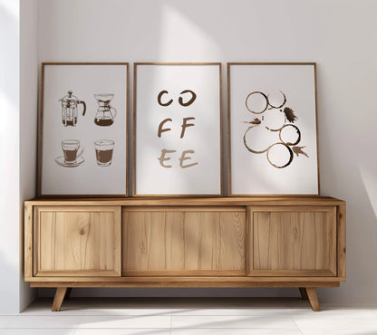 Caffeine Chronicles - A Coffee Lover's Wall Art Set, Set of 3, D049