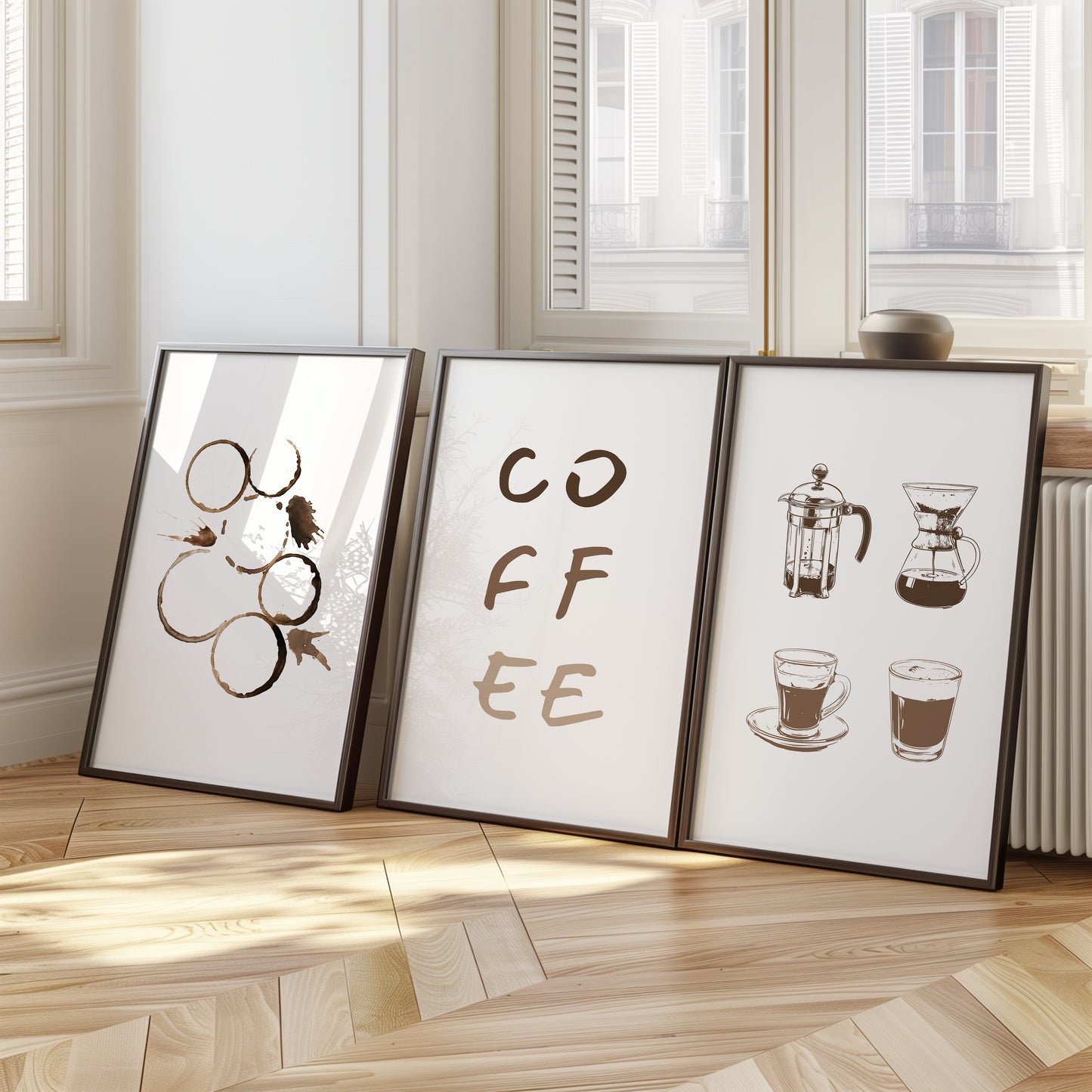 Caffeine Chronicles - A Coffee Lover's Wall Art Set, Set of 3, D049