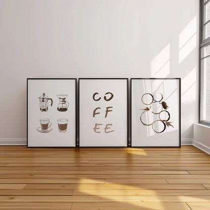 Caffeine Chronicles - A Coffee Lover's Wall Art Set, Set of 3, D049