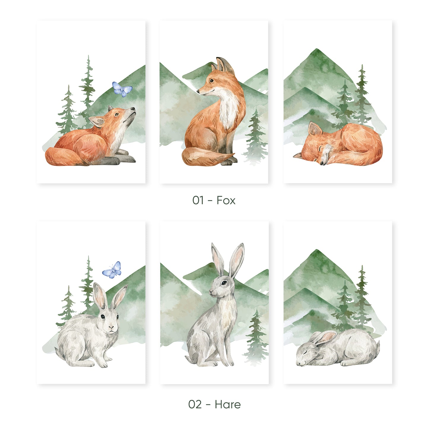 Forest Friends in the Mountains, Set of 3, N050