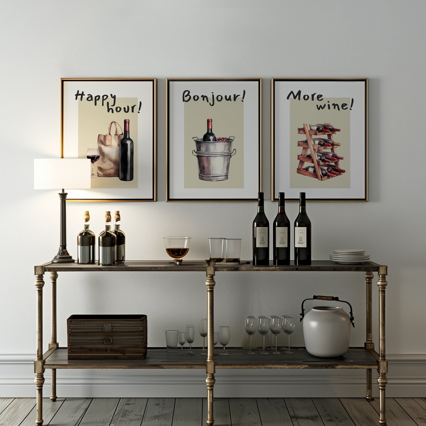 Cheers in Style - Wine Moments Art Trio, Set of 3, D052