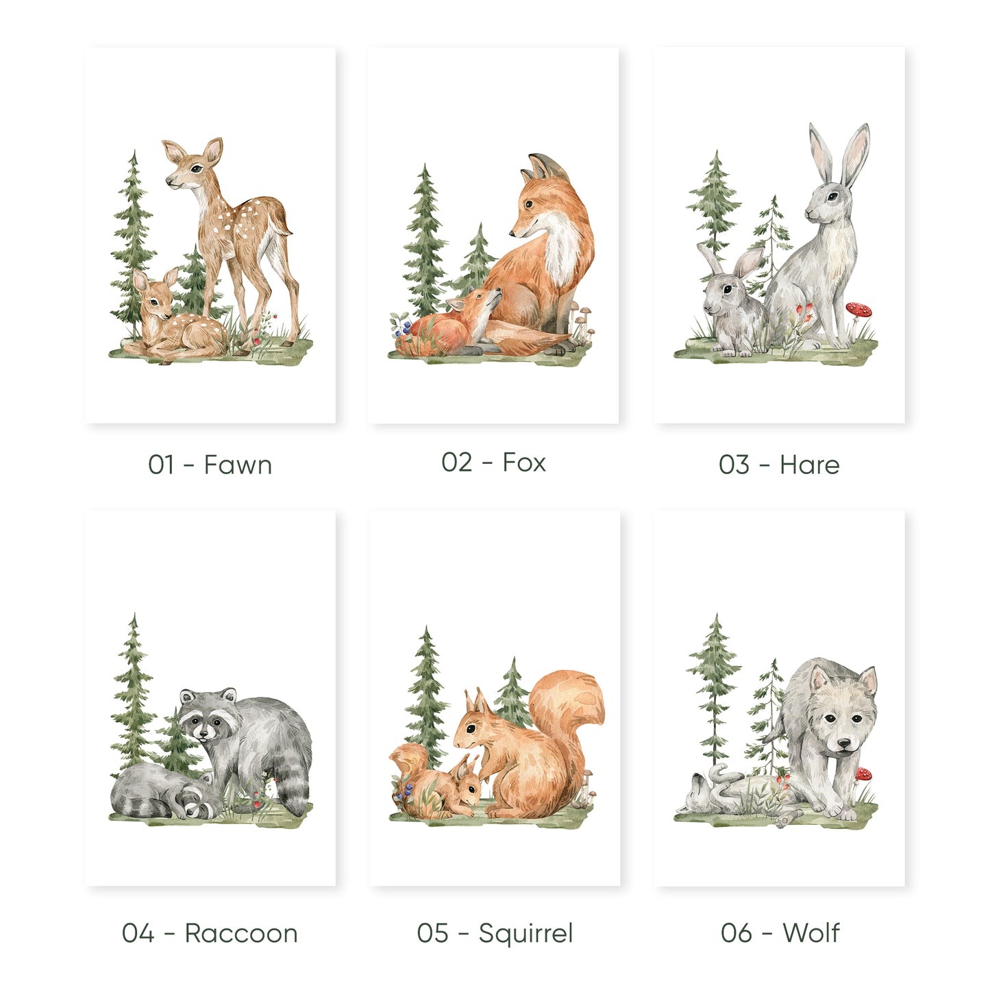 Peaceful Woodland Creatures, Set of 3, N052