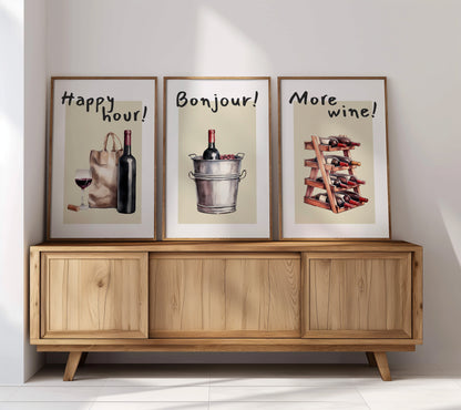 Cheers in Style - Wine Moments Art Trio, Set of 3, D052