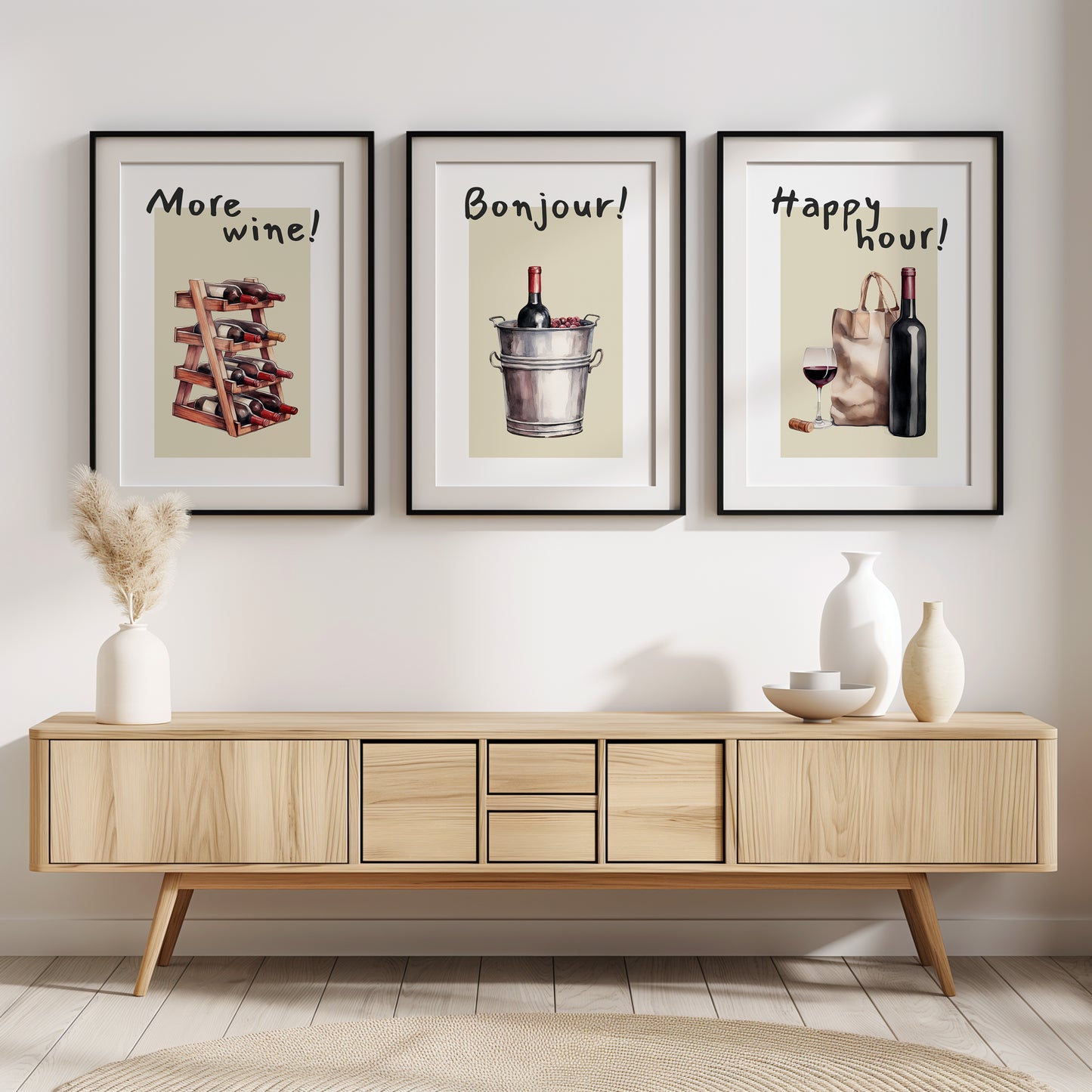 Cheers in Style - Wine Moments Art Trio, Set of 3, D052