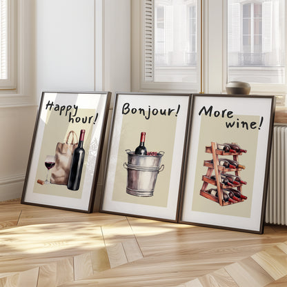 Cheers in Style - Wine Moments Art Trio, Set of 3, D052