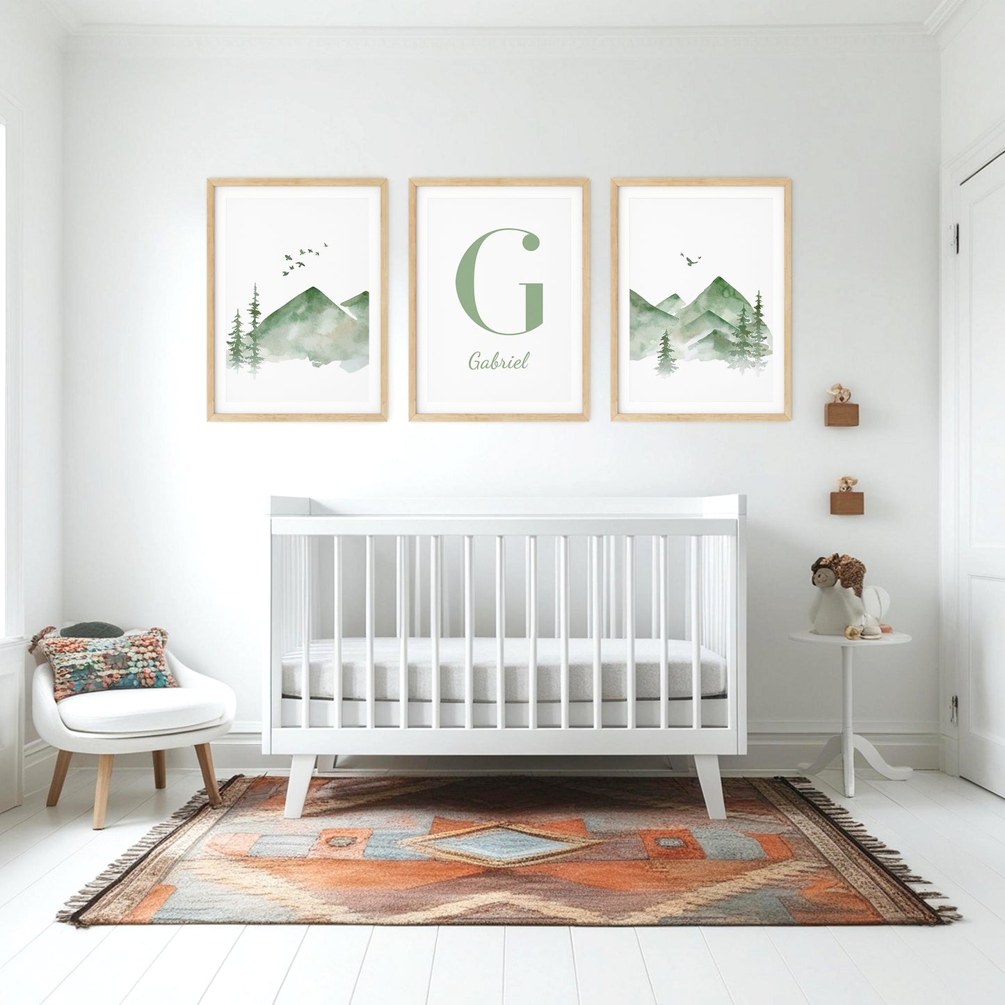 Custom Name Mountain Nursery Art, Set of 3 N053