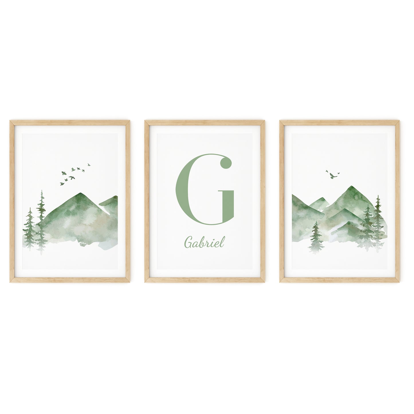 Custom Name Mountain Nursery Art, Set of 3 N053