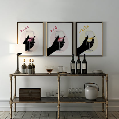 Wine Palette Collection: Red, White & Rosé Art Prints, Set of 3, D053