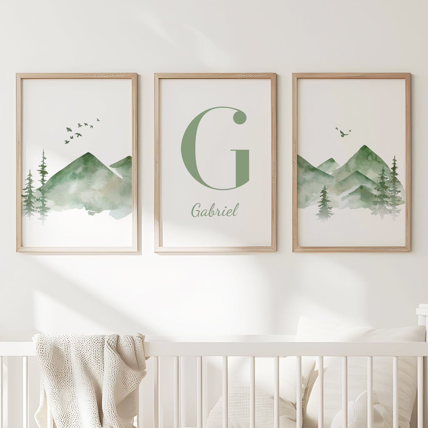 Custom Name Mountain Nursery Art, Set of 3 N053