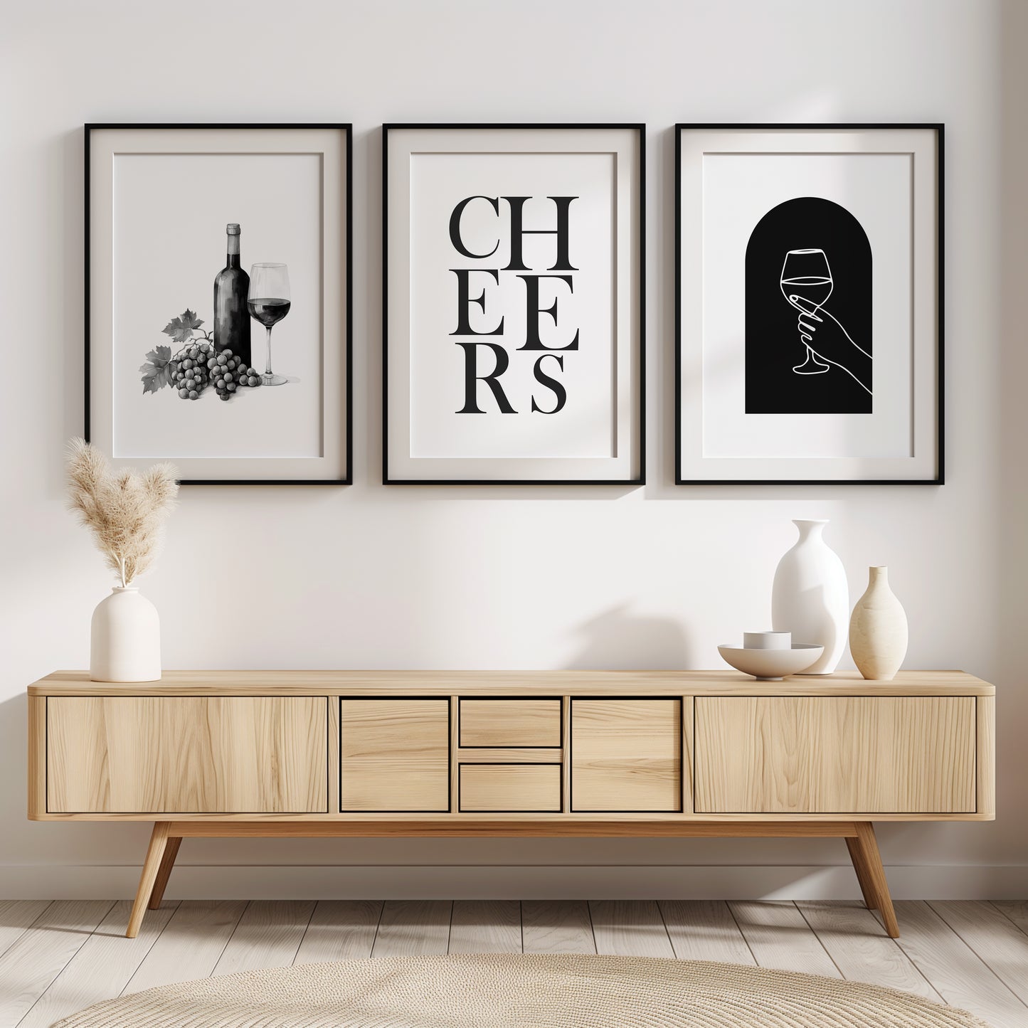 Modern Elegance Wine Poster, Set of 3, D054