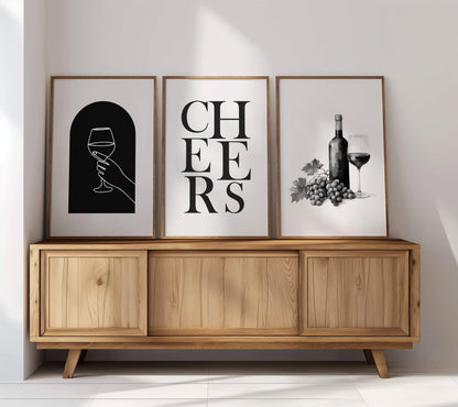 Modern Elegance Wine Poster, Set of 3, D054