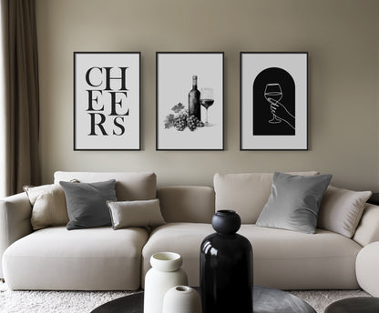 Modern Elegance Wine Poster, Set of 3, D054