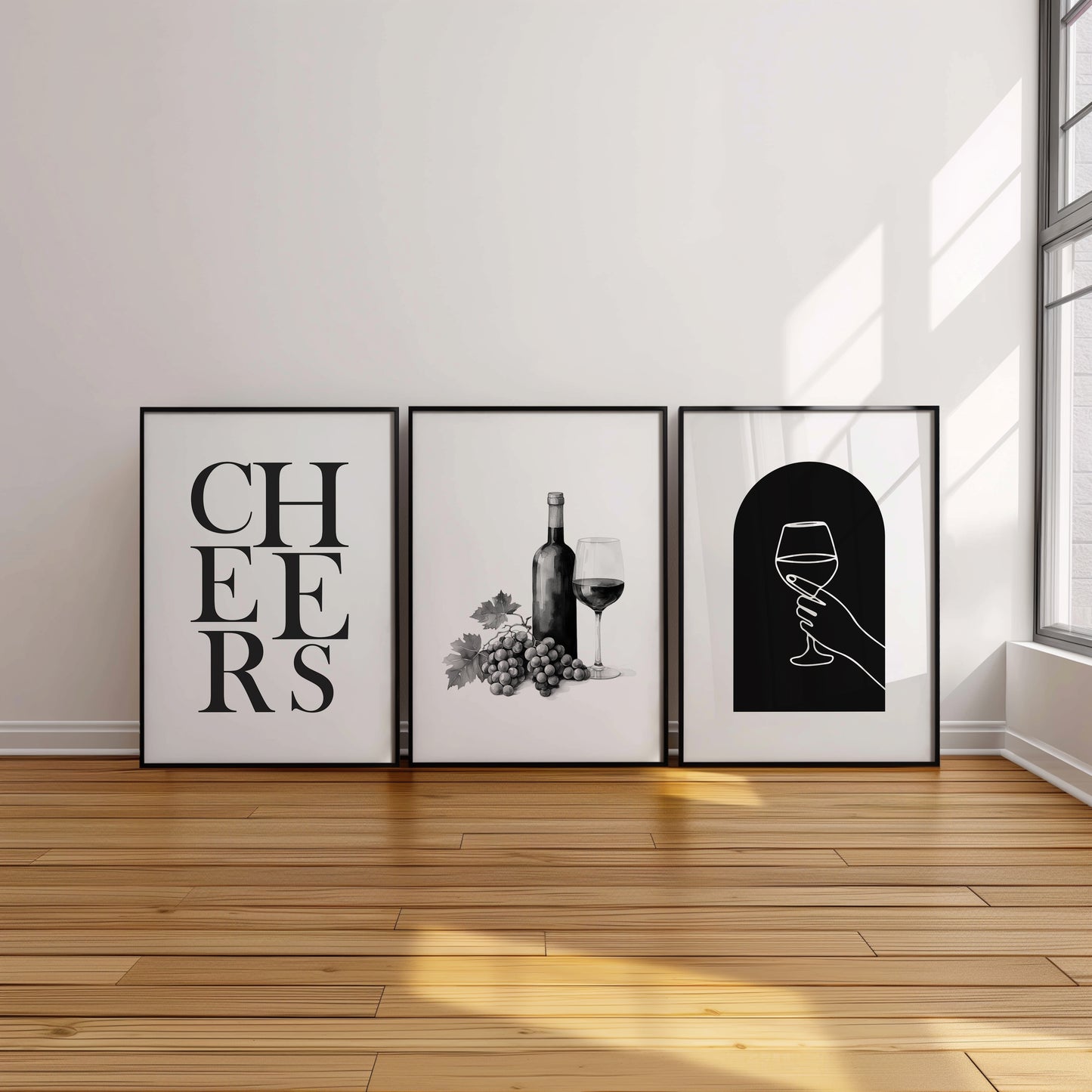 Modern Elegance Wine Poster, Set of 3, D054