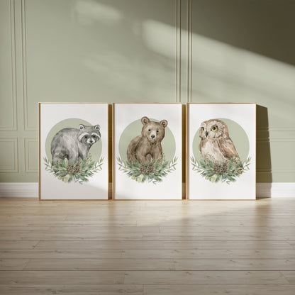 Whispers of the Wild – Woodland Nursery Prints, Set of 3, N054