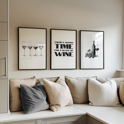 Wine O'Clock: Minimalist Elegance Wall Art, Set of 3, D055