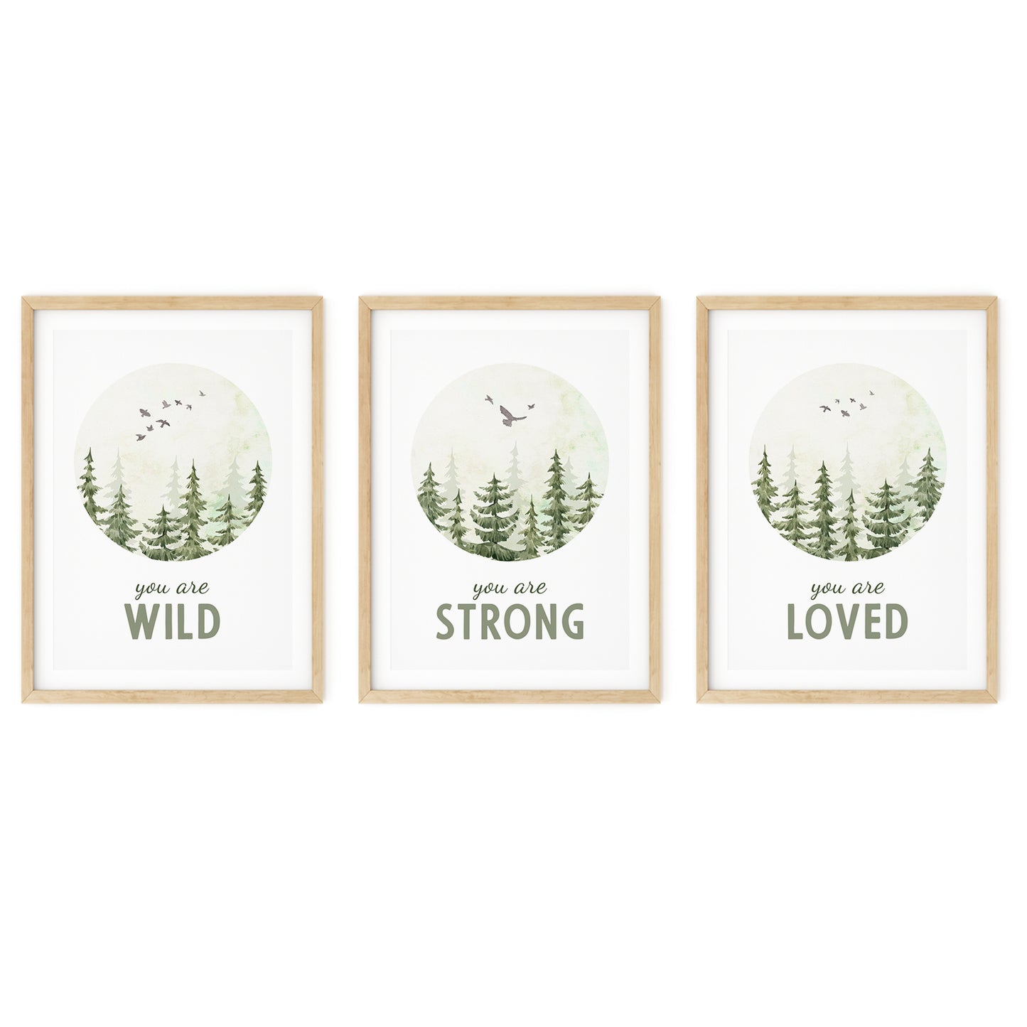 Empower Your Little One – Wild, Strong, Loved Nursery Prints, Set of 3, N056