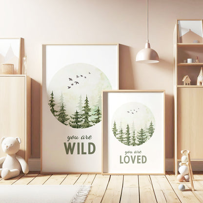 Empower Your Little One – Wild, Strong, Loved Nursery Prints, Set of 3, N056