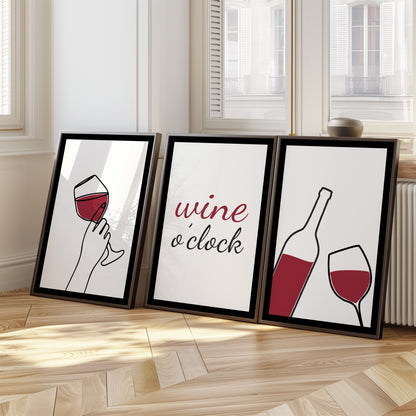 Crimson Whispers: A Symphony of Wine and Design, Set of 3, D056