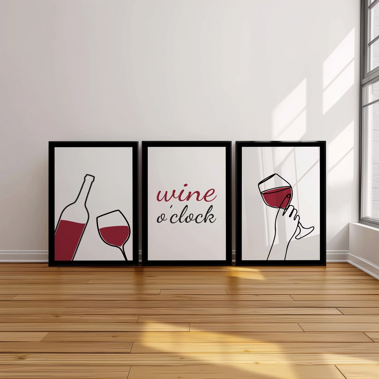 Crimson Whispers: A Symphony of Wine and Design, Set of 3, D056